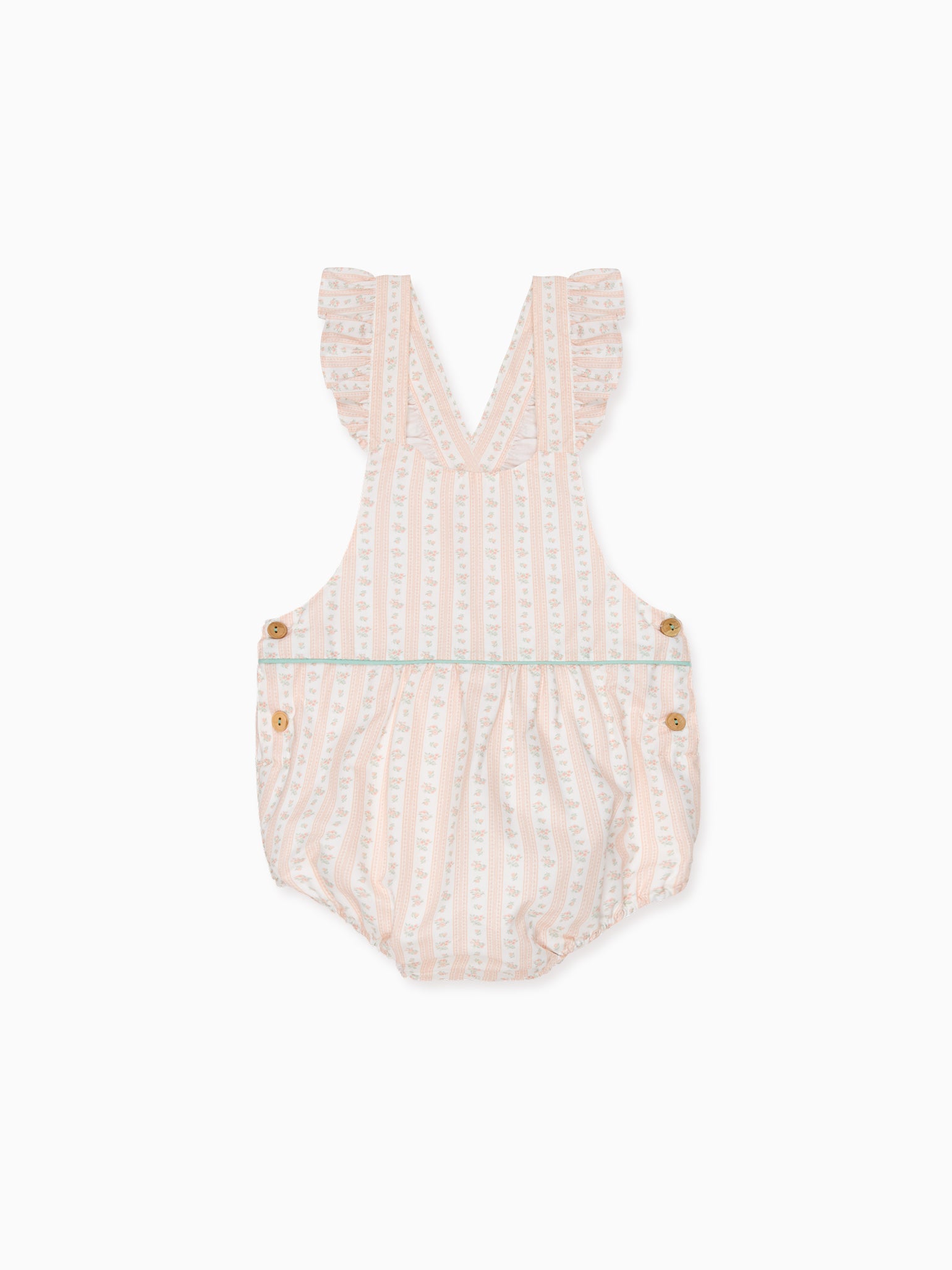 Pink Floral Stripe Ronita Baby Girl Romper Dungarees