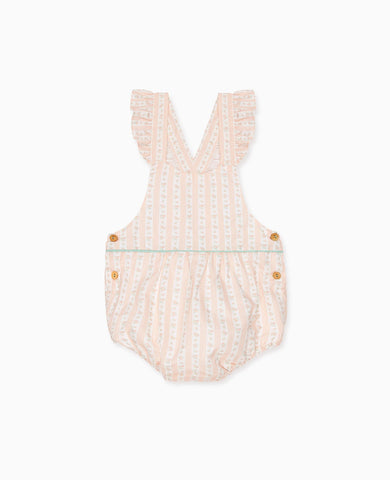 Pink Floral Stripe Ronita Baby Girl Romper Dungarees