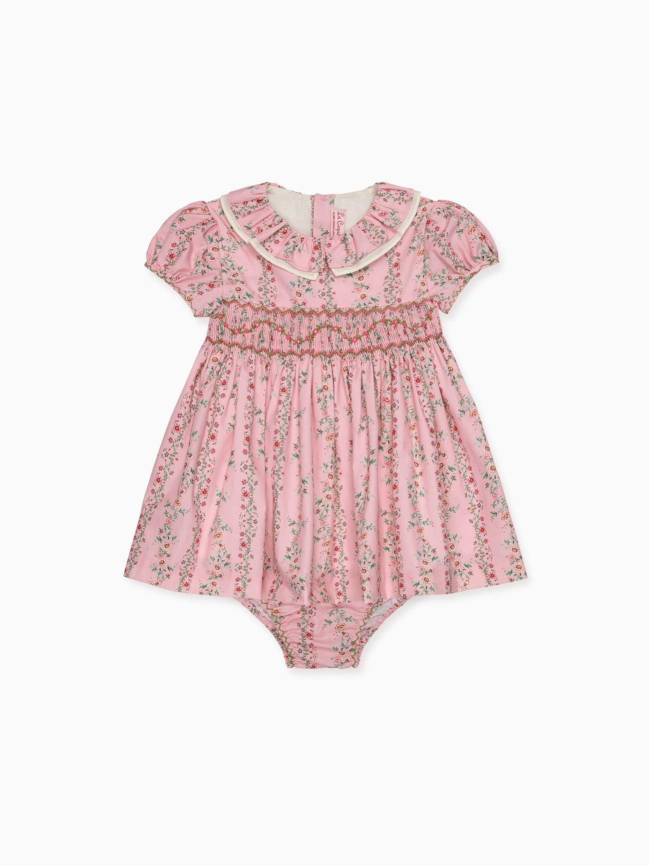 Pink Garland Floral Sara Baby Girl Hand-Smocked Set