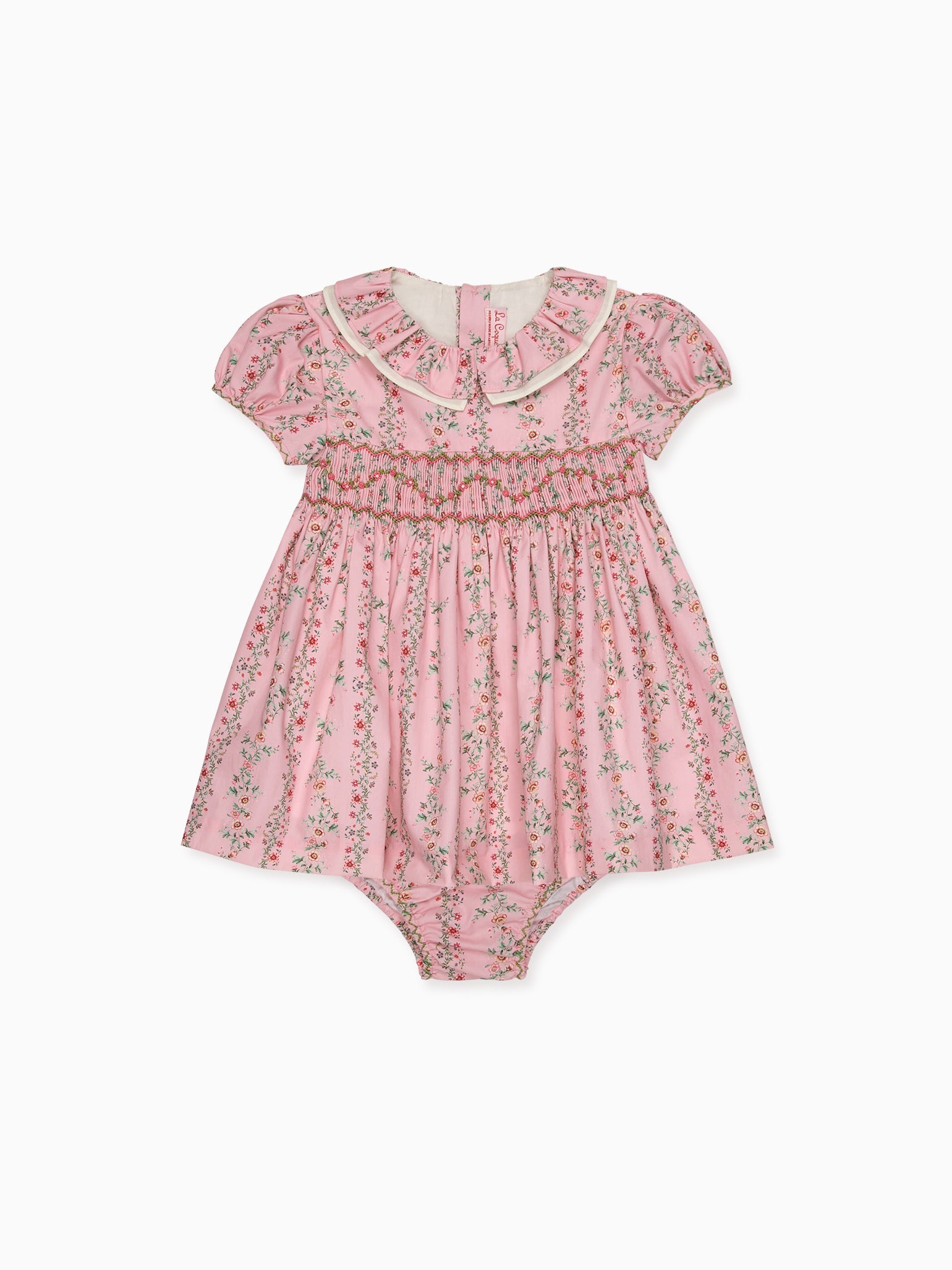 Pink Garland Floral Sara Baby Girl Hand-Smocked Set