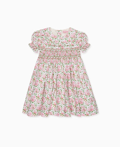 Ivory Floral Silvana Girl Hand-Smocked Dress