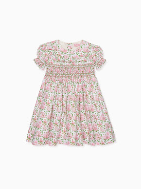 Ivory Floral Silvana Girl Hand-Smocked Dress