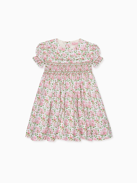 Ivory Floral Silvana Girl Hand-Smocked Dress