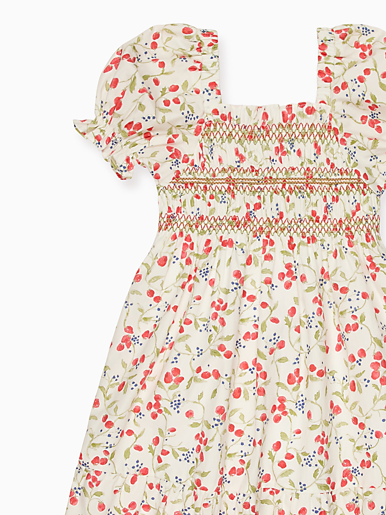 Strawberry Floral Elara Girl Hand-Smocked Dress