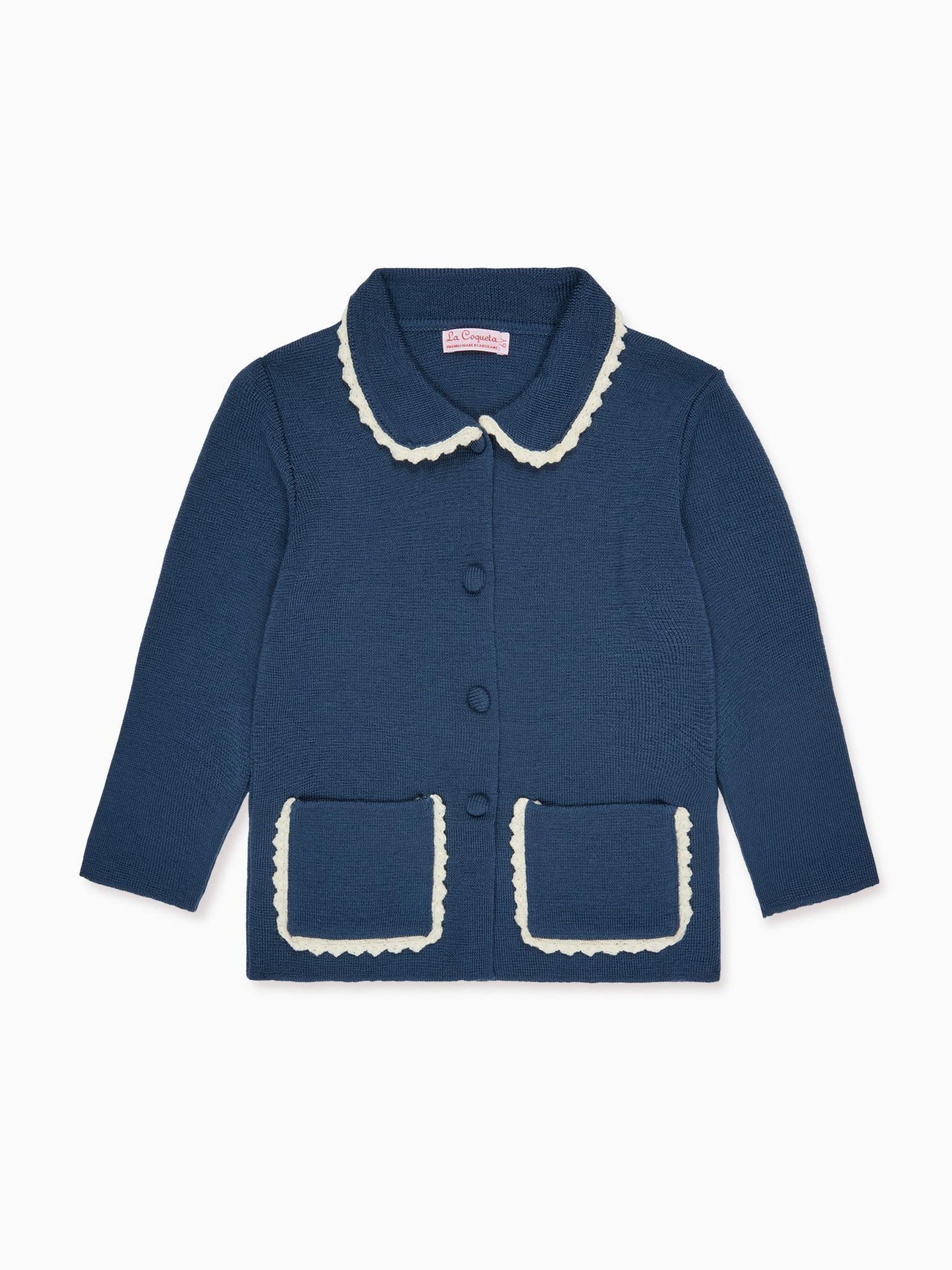 Petrol Blue Eldora Merino Girl Cardigan