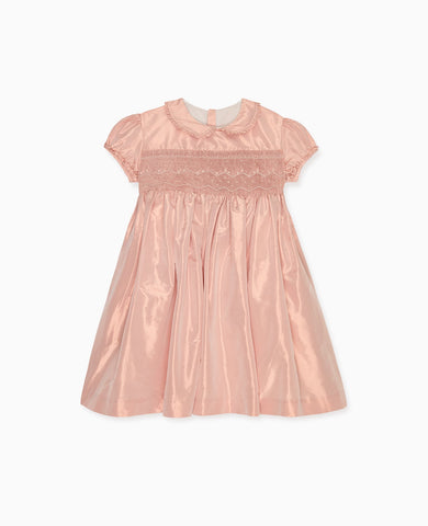 Blush Eleanor Silk Ceremony Girl Hand-Smocked Dress