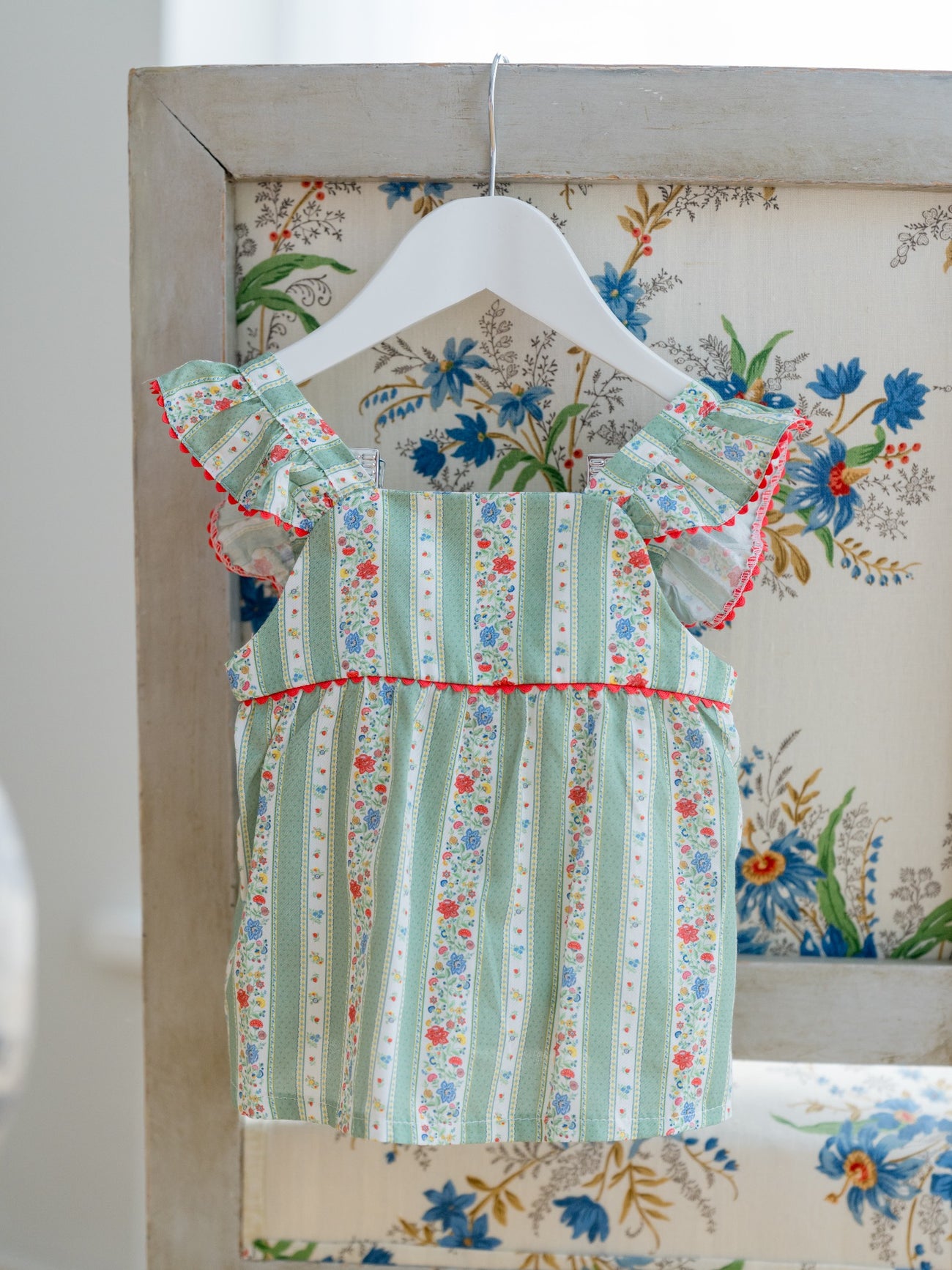 Sage Floral Stripe Elicia Baby Girl Summer Set