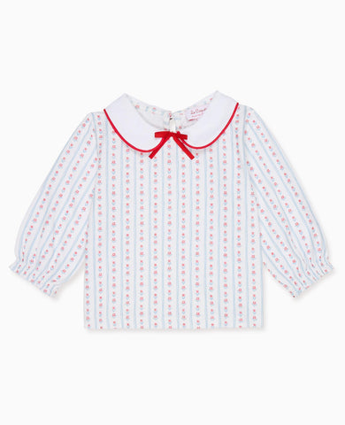 Blue Stripe Elisia Long Sleeve Baby Girl Top
