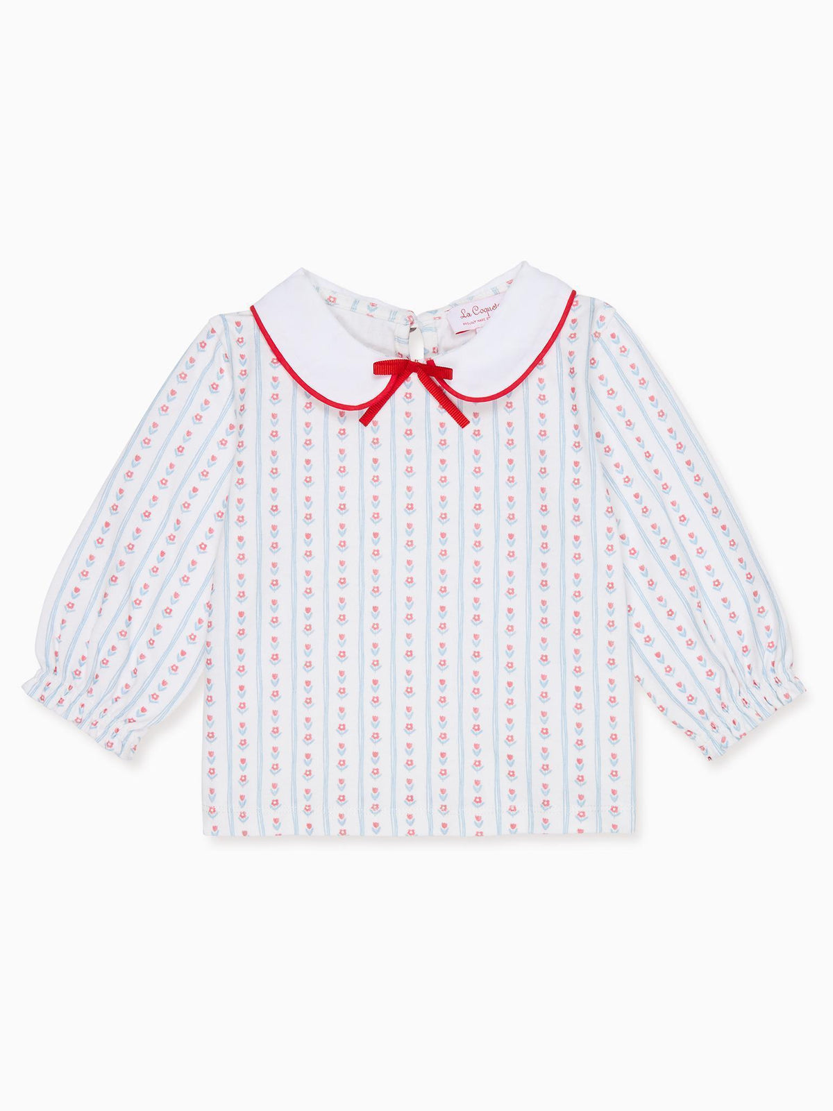 Blue Stripe Elisia Long Sleeve Baby Girl Top