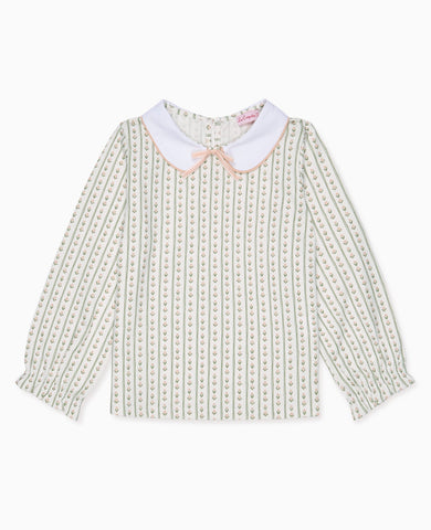 Sage Stripe Elisia Long Sleeve Girl Top