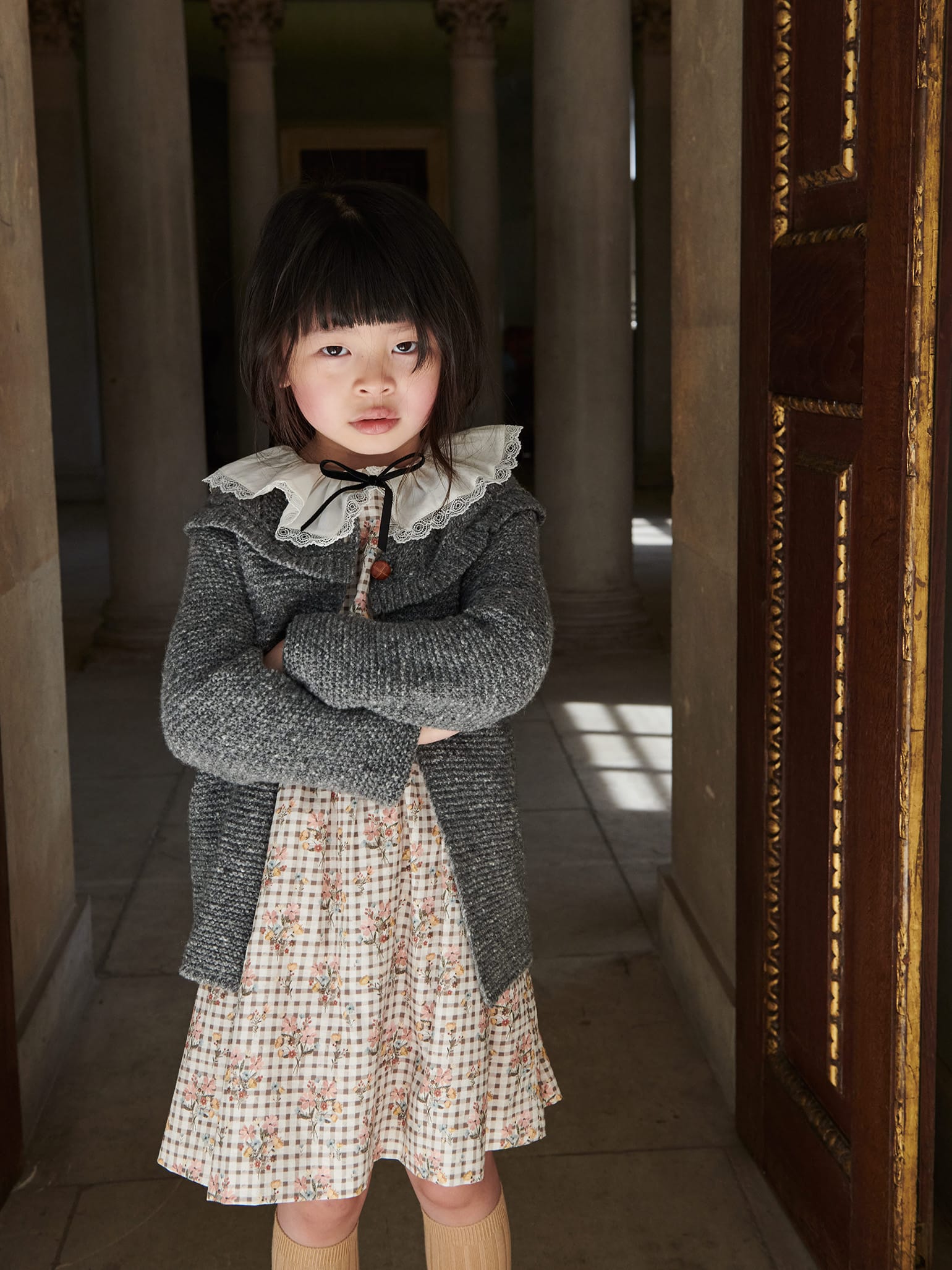 Charcoal Gingham Eliza Girl Dress