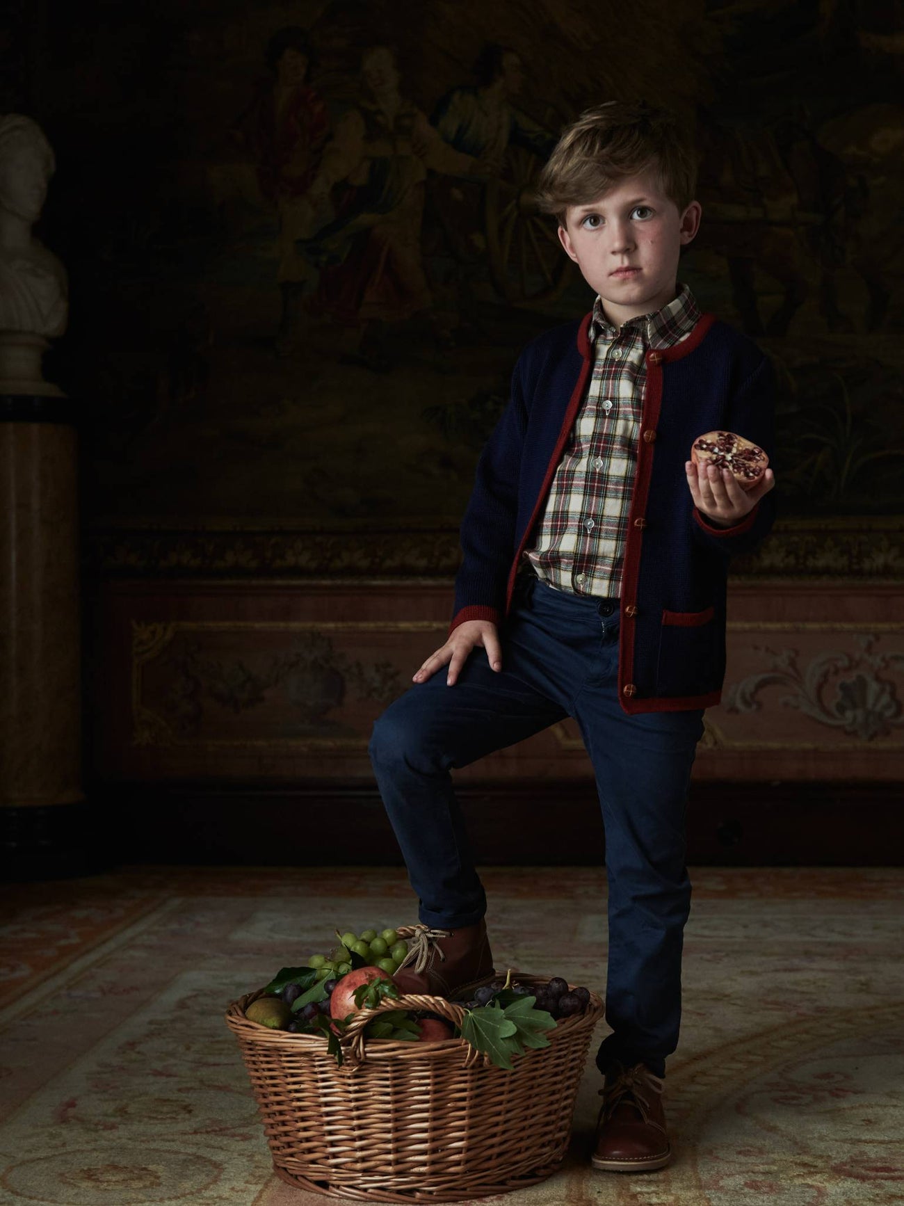 Ivory Tartan Nico Long Sleeve Boy Shirt