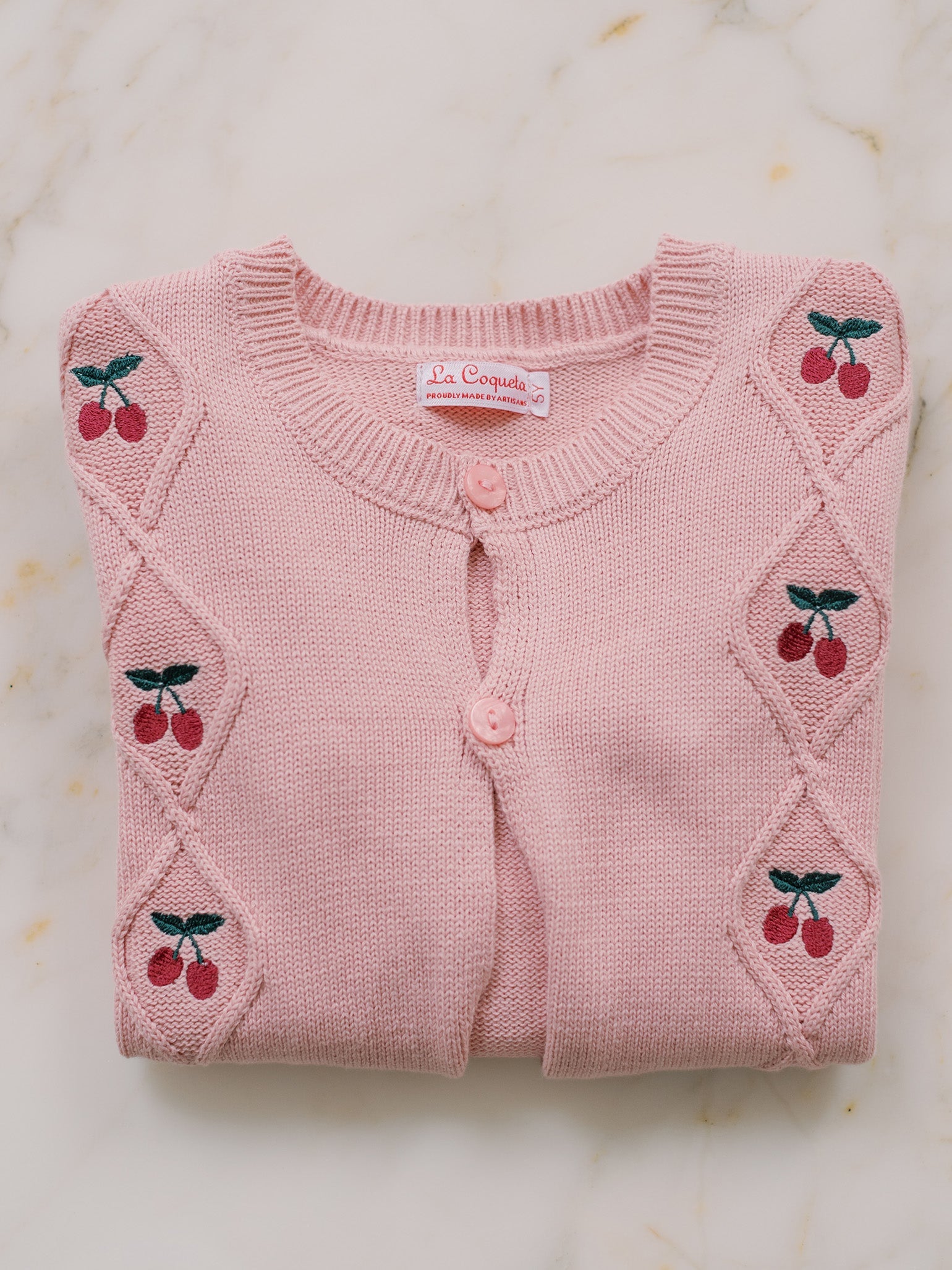 Dusty Pink Espina Cotton Embroidered Girl Cardigan