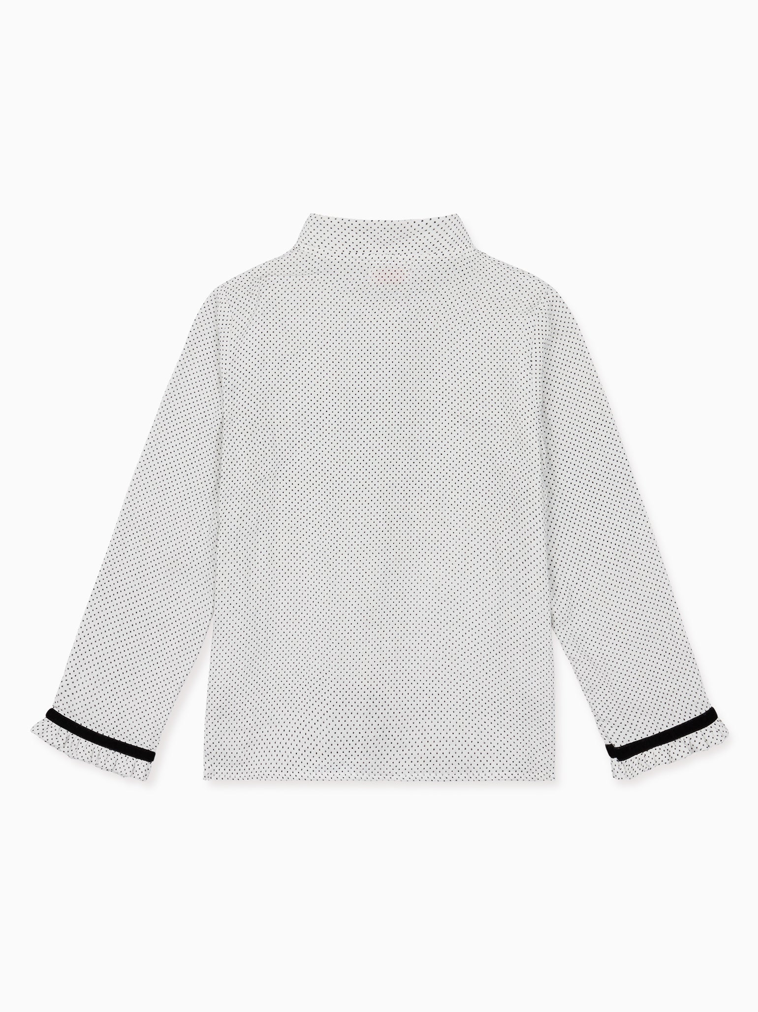 Ivory Polka Dot Estela Long Sleeve Girl Shirt La Coqueta Kids