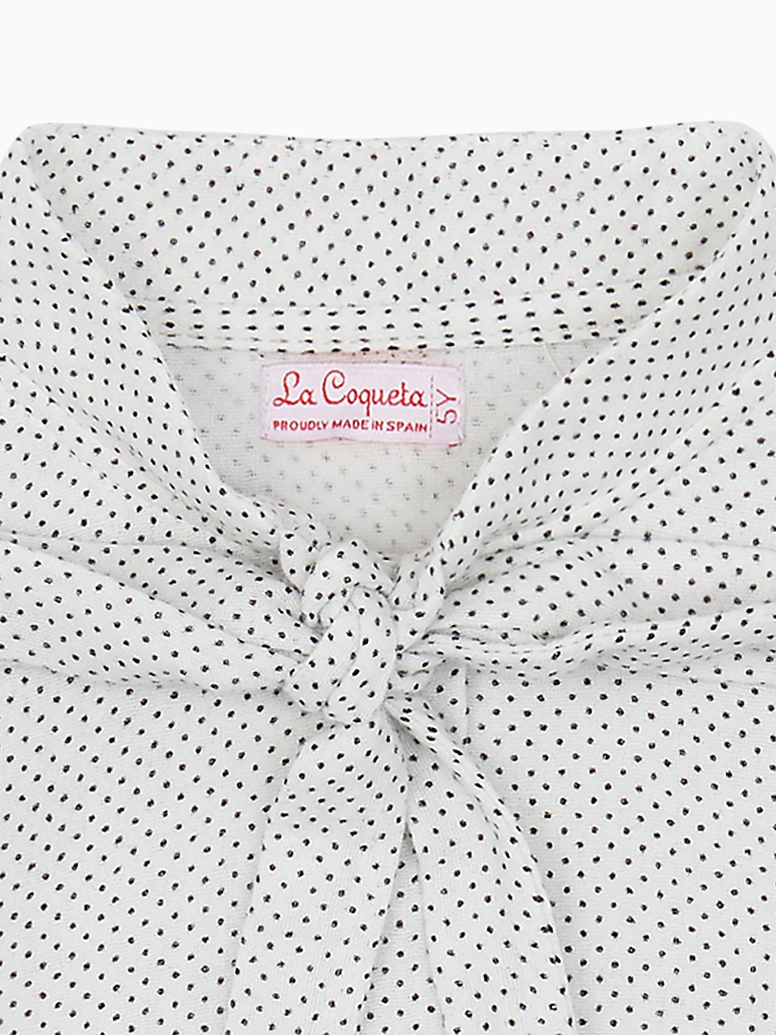 Ivory Polka Dot Estela Long Sleeve Girl Shirt La Coqueta Kids