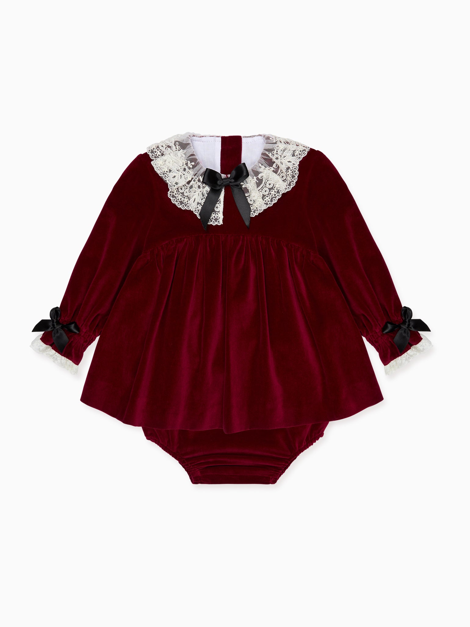Burgundy Eva Velvet Baby Girl Set