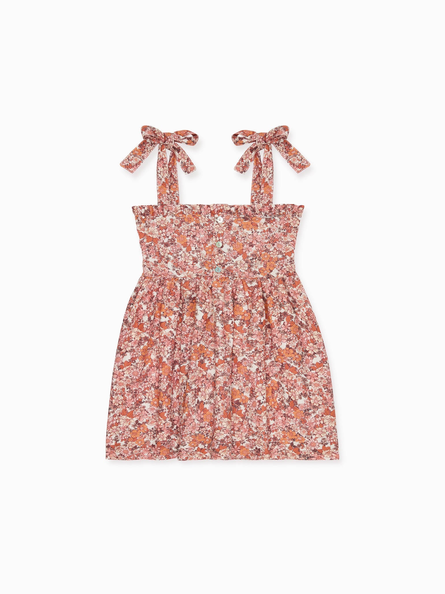 Terracotta Floral Evelia Girl Hand-Smocked Dress
