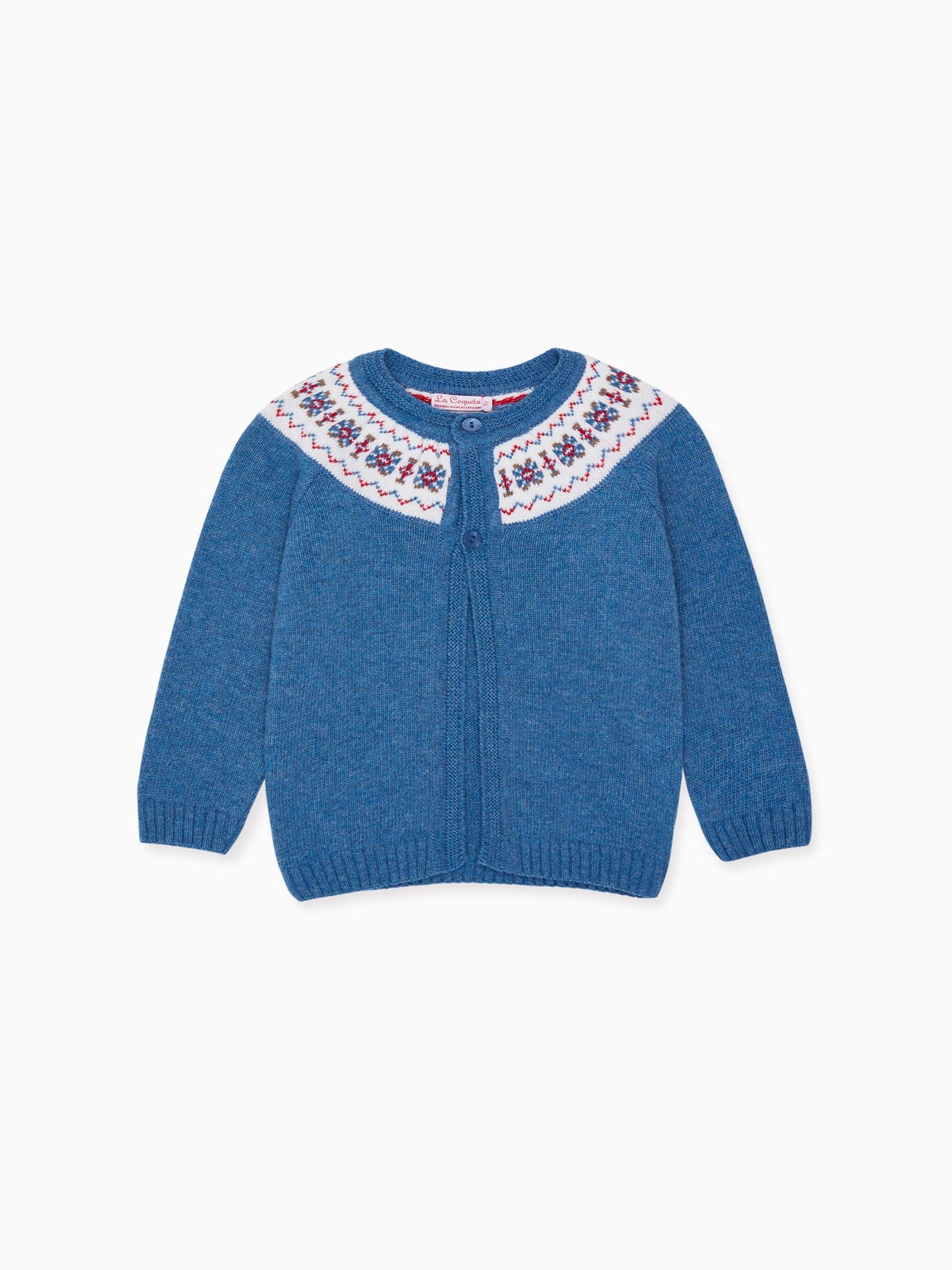 Dusty Blue Fair Isle Merino Baby Cardigan