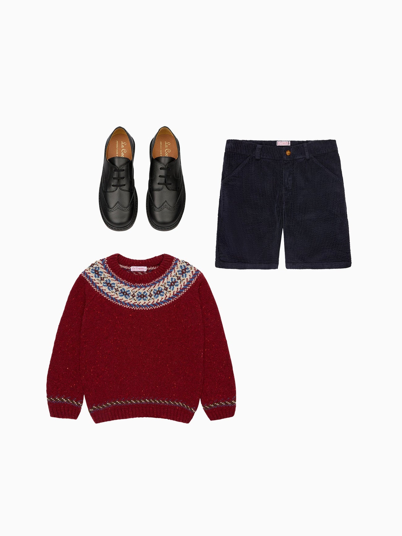 Fair Isle Jumper, Lucas Boy Shorts & Lace Up Shoes Outfit Bundle