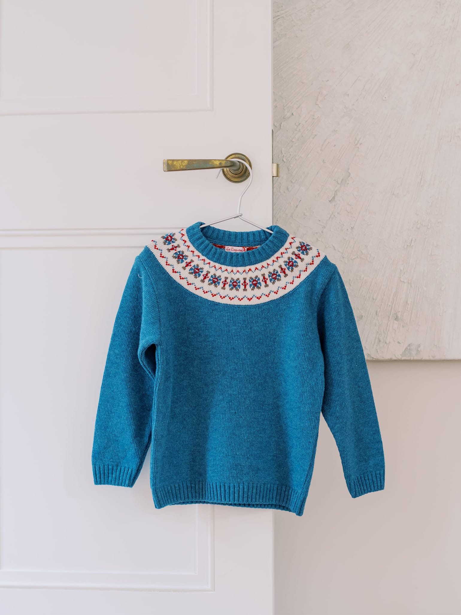 Dusty Blue Fair Isle Merino Kids Jumper