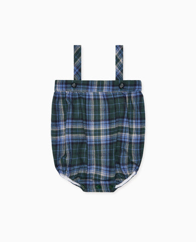 Green Check Filada Baby Romper Dungarees