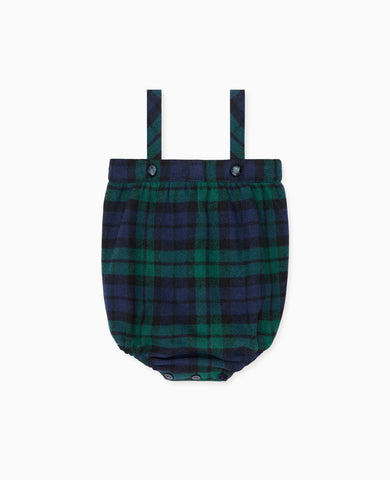 Green Tartan Filada Baby Romper Dungarees