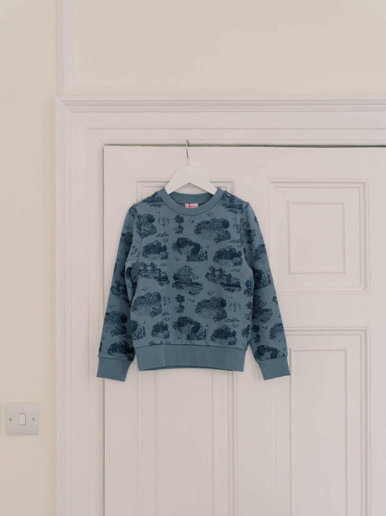 Blue Toile De Jouy Filia Long Sleeve Girl Sweatshirt