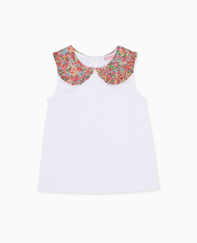 Coral Floral Florentina Girl Made With Liberty Fabric Top