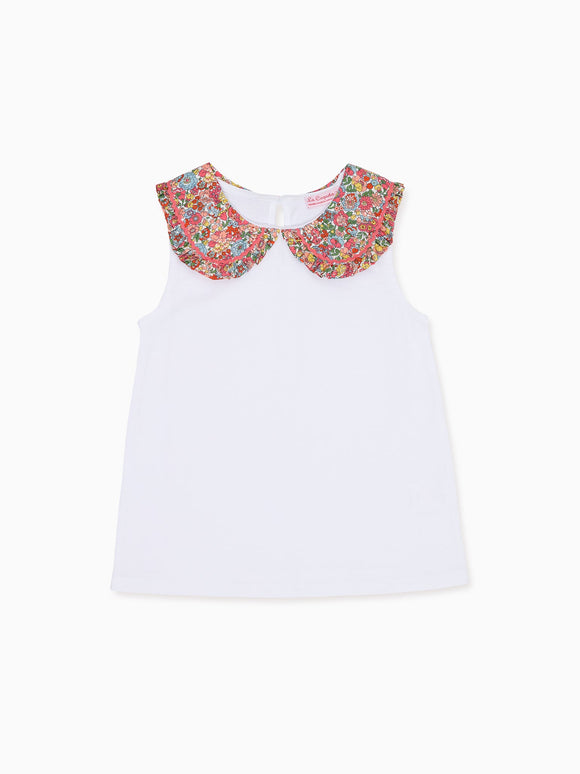 Coral Floral Florentina Girl Made With Liberty Fabric Top