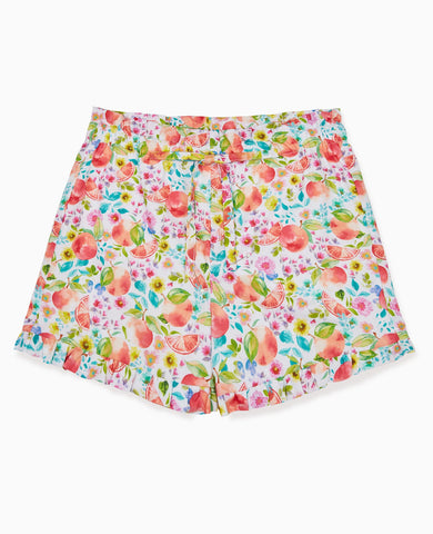 Orange Floral Flores Girl Cotton Shorts