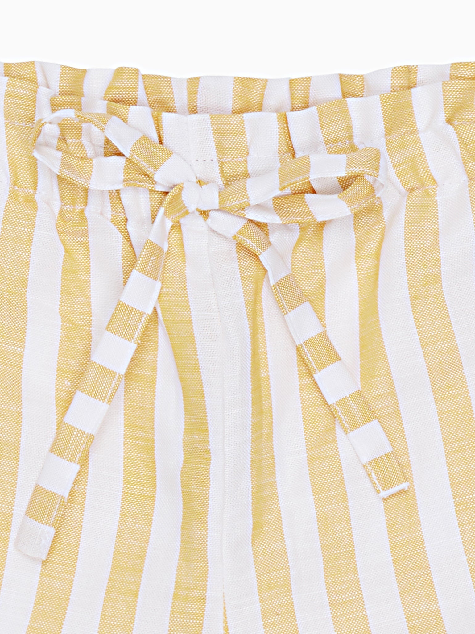Yellow Stripe Flores Girl Cotton Shorts