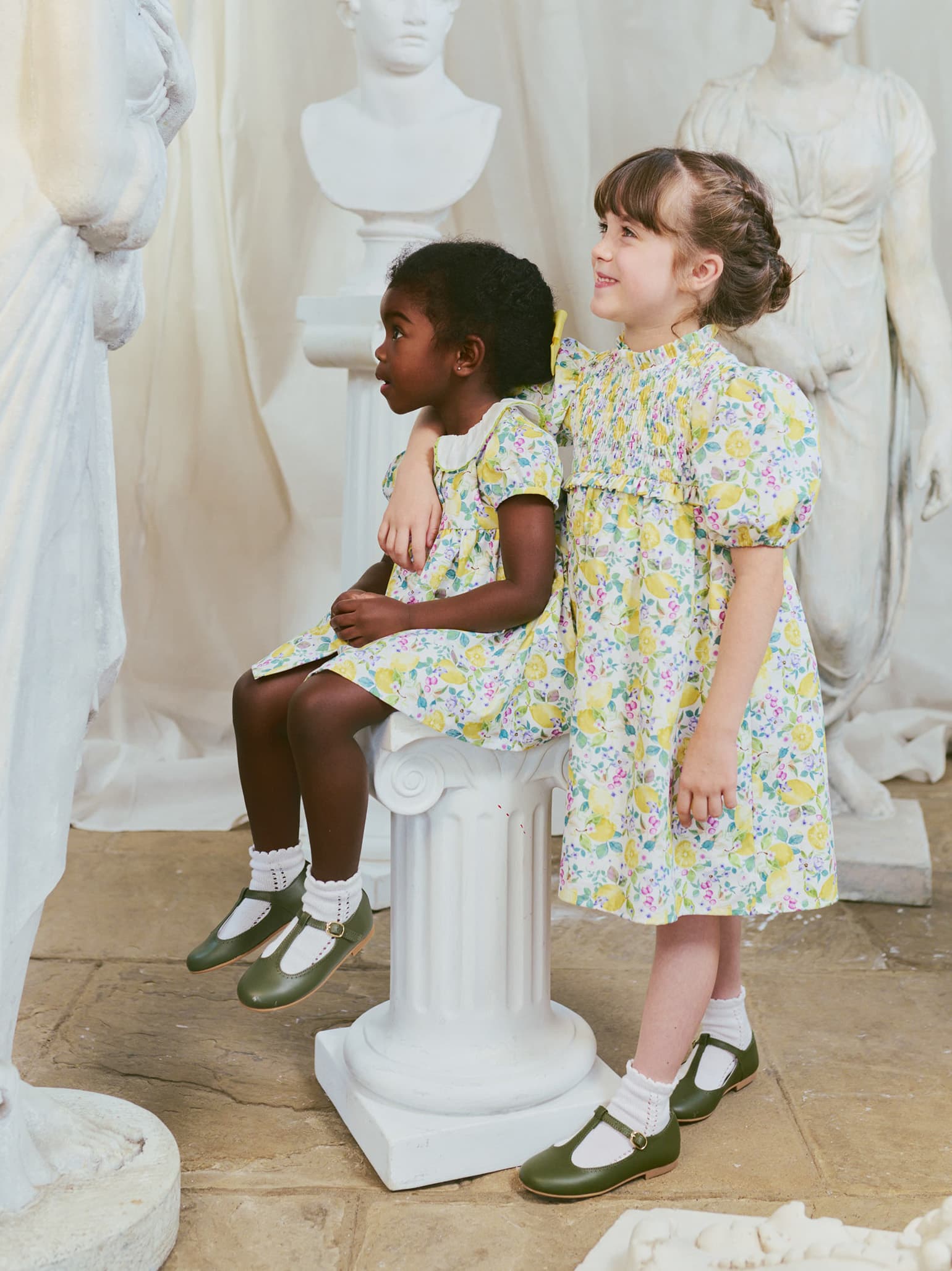Yellow Lemons Florita Girl Smock Dress