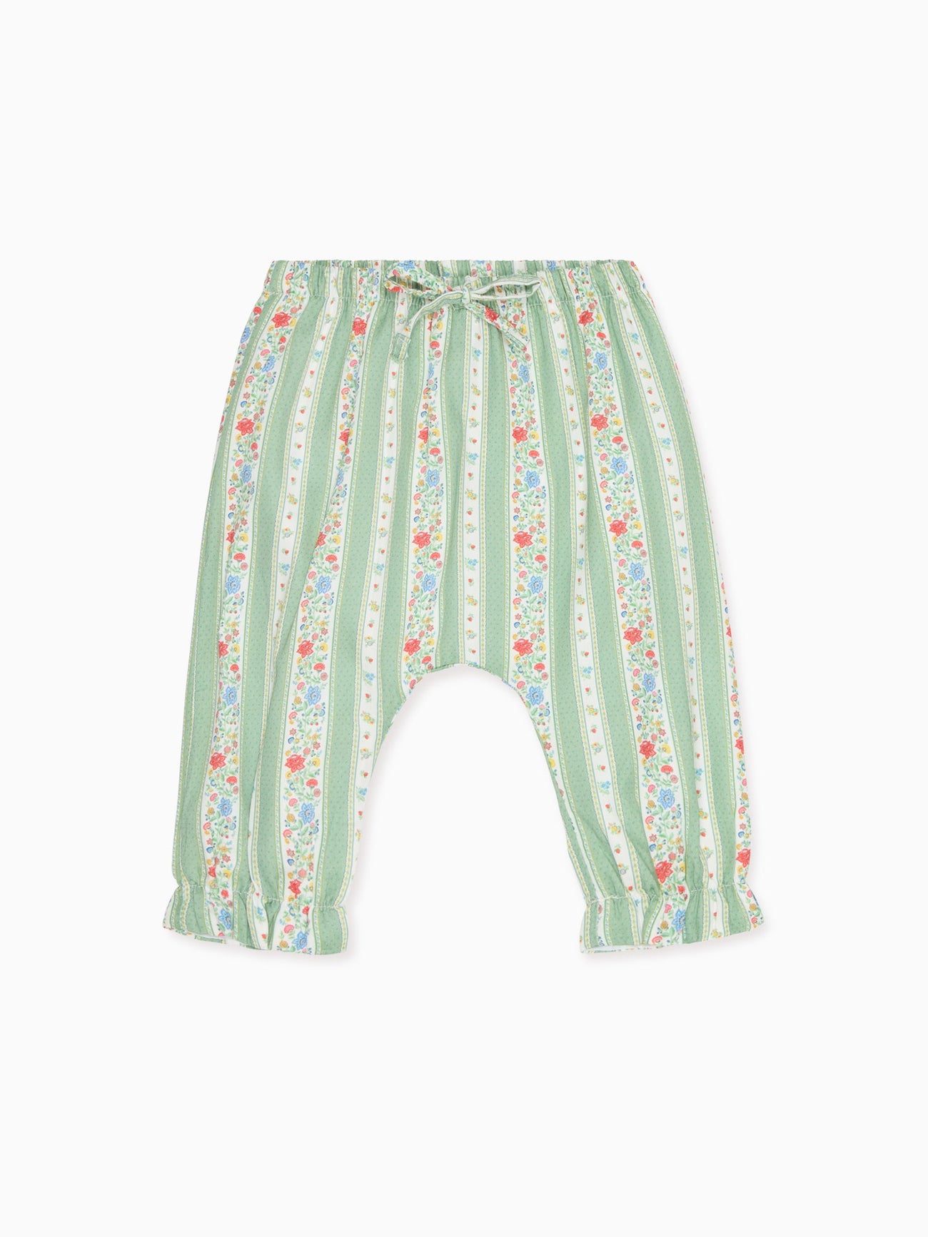 Sage Floral Stripe Forna Baby Girl Trousers