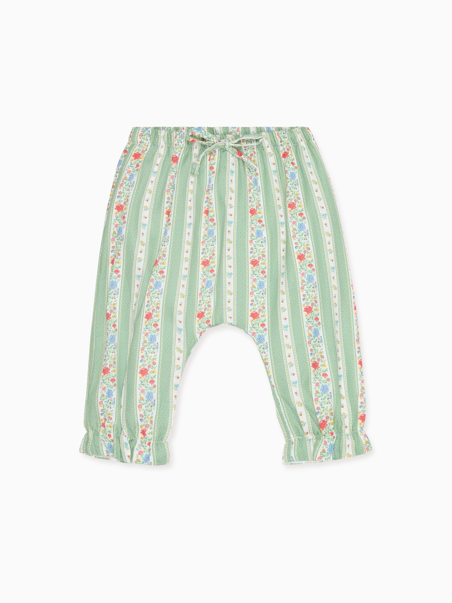 Sage Floral Stripe Forna Baby Girl Trousers