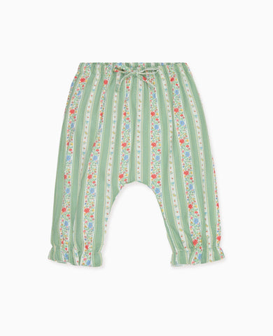 Sage Floral Stripe Forna Baby Girl Trousers
