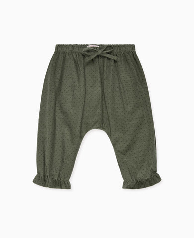Olive Polka Dot Forna Corduroy Baby Girl Trousers