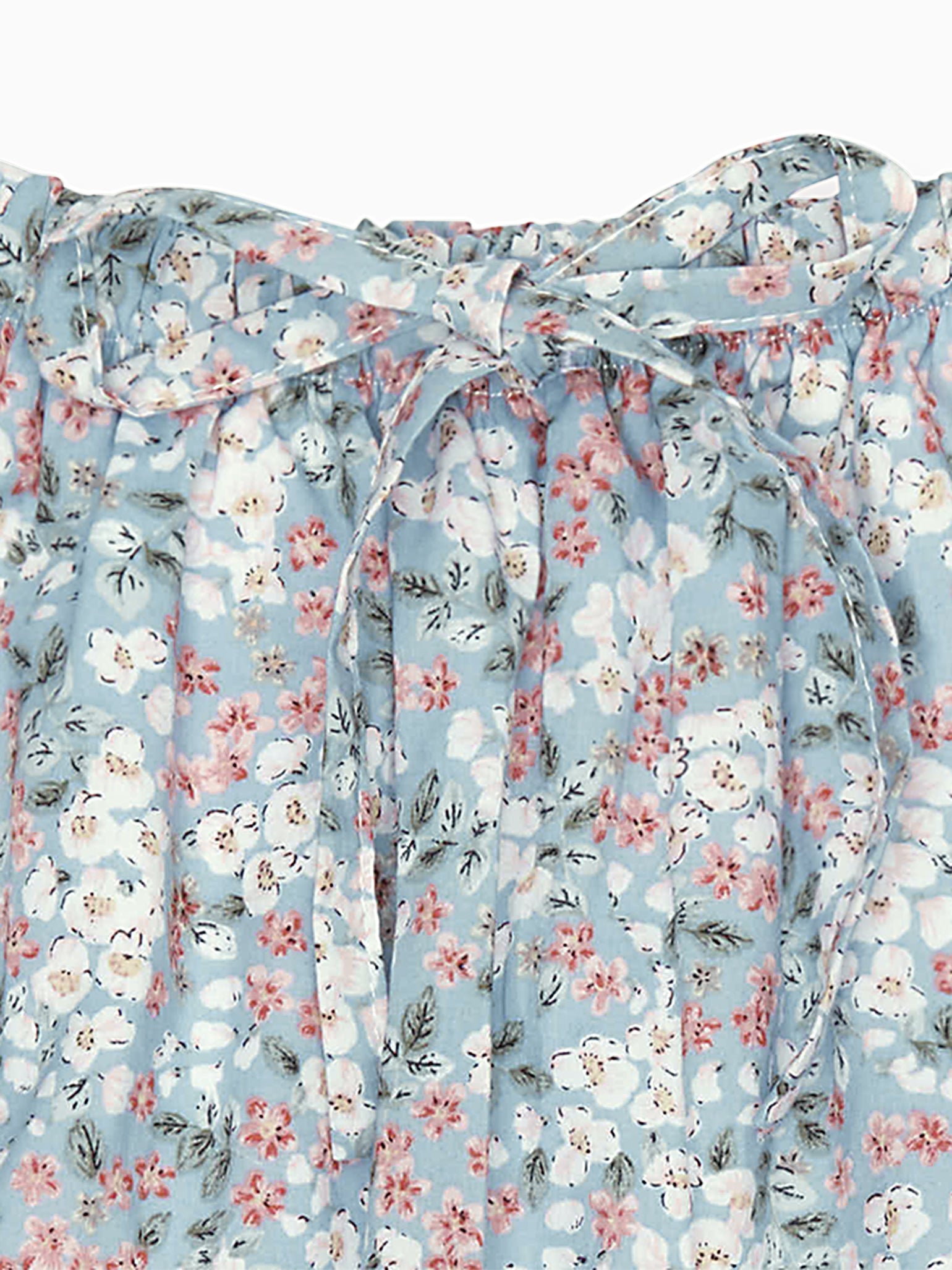 Light Blue Floral Forna Cotton Baby Girl Trousers