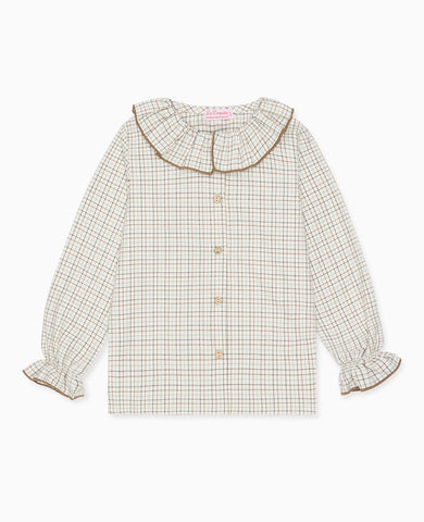 Caramel Check Francisca Girl Long Sleeve Shirt