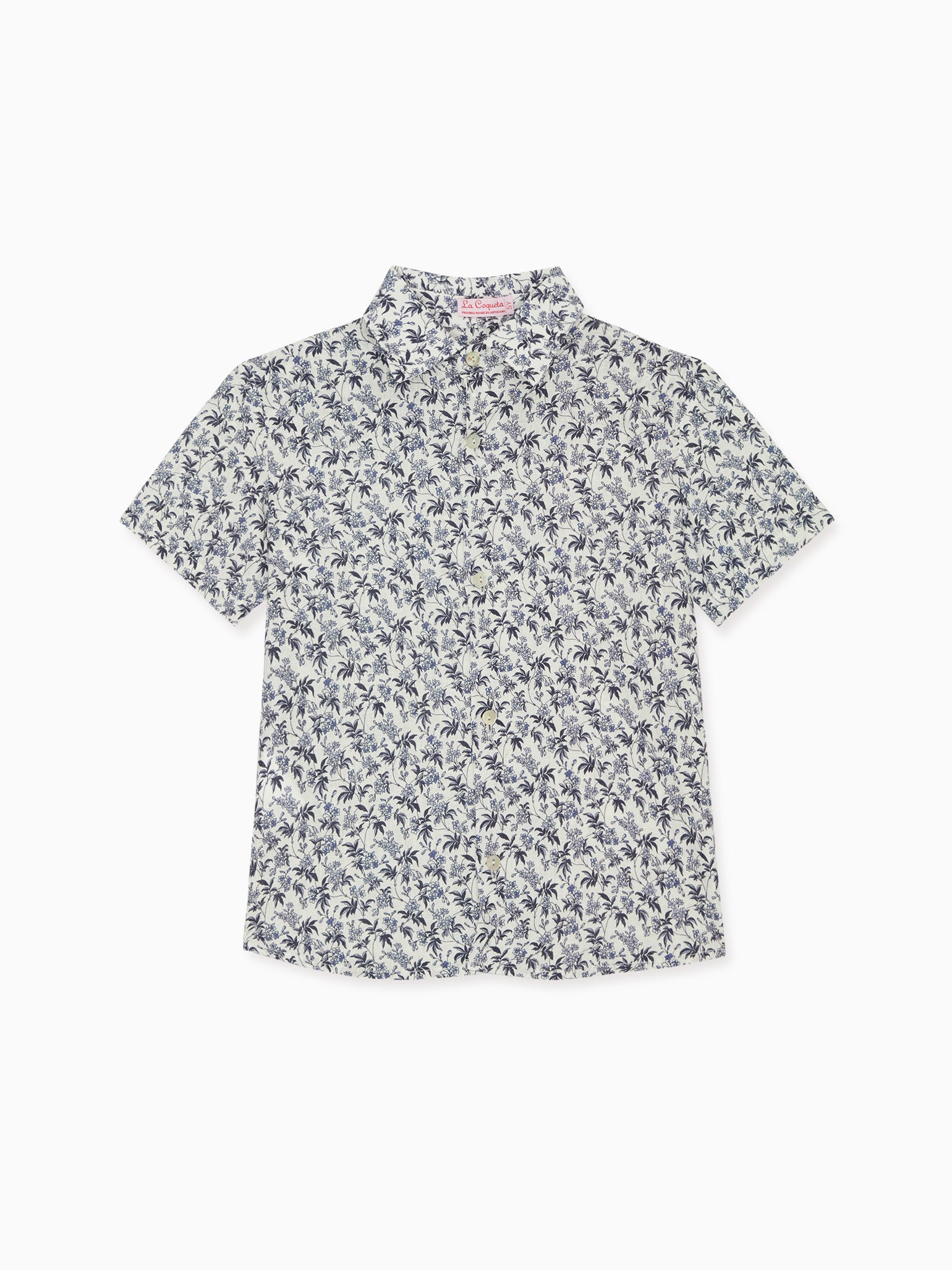 Navy Floral Francisco Linen Mix Boy Shirt