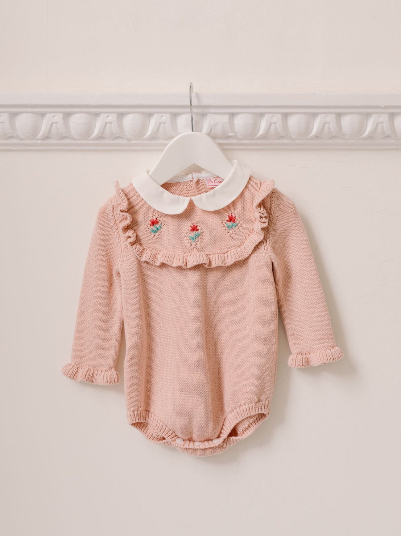 Dusty Pink Ginia Cotton Baby Girl Knitted Romper