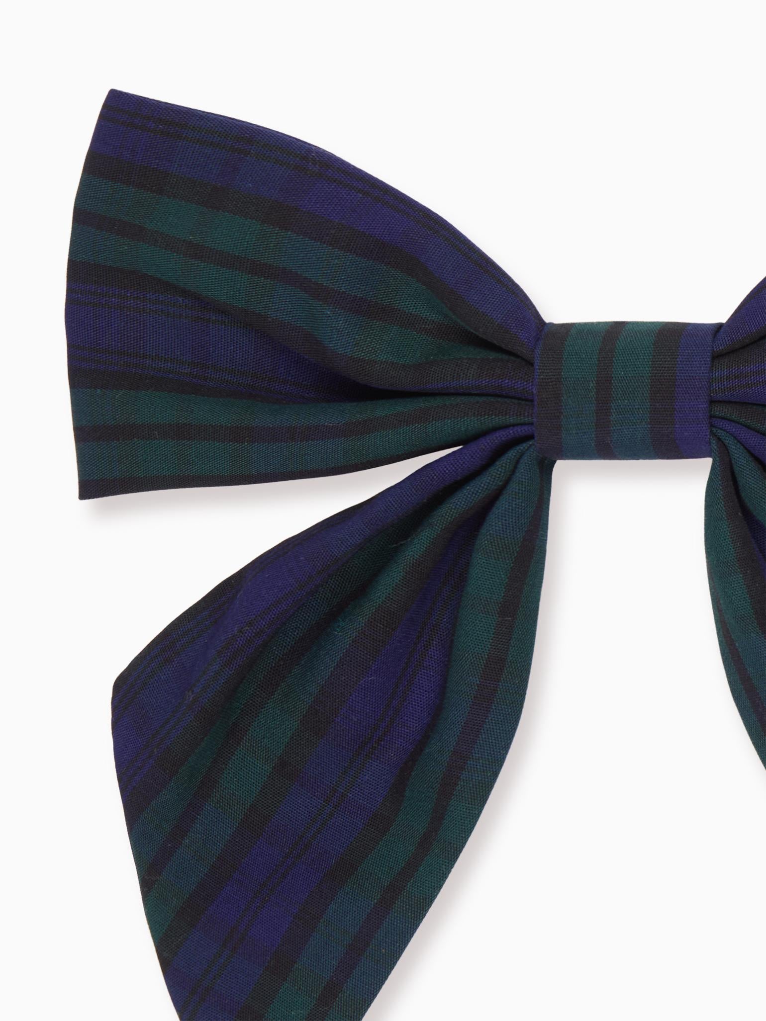 Navy Check Girl Large Bow Clip