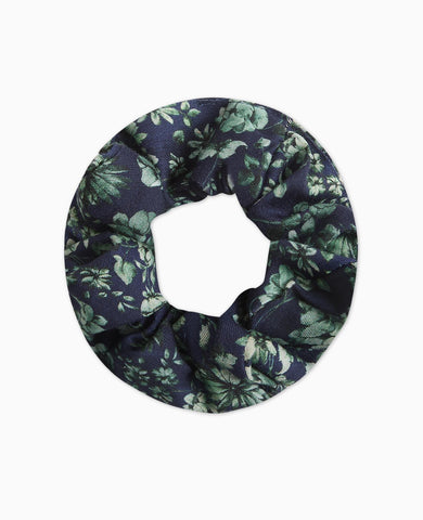 Navy & Green Floral Girl Scrunchie
