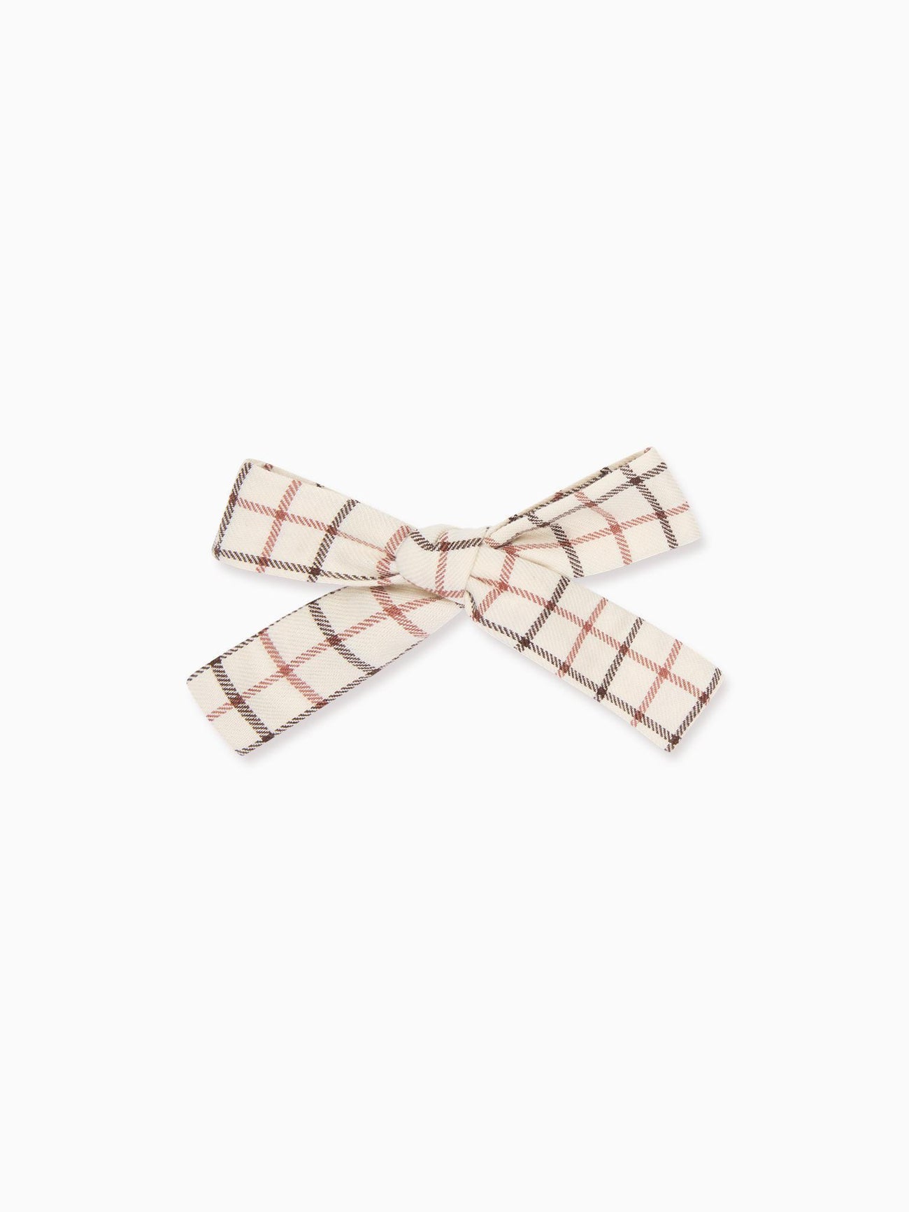 Caramel Check Girl Soft Ribbon Bow Clip