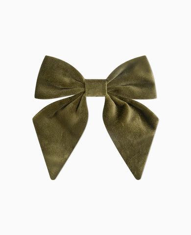 Olive Girl Velvet Large Bow Clip