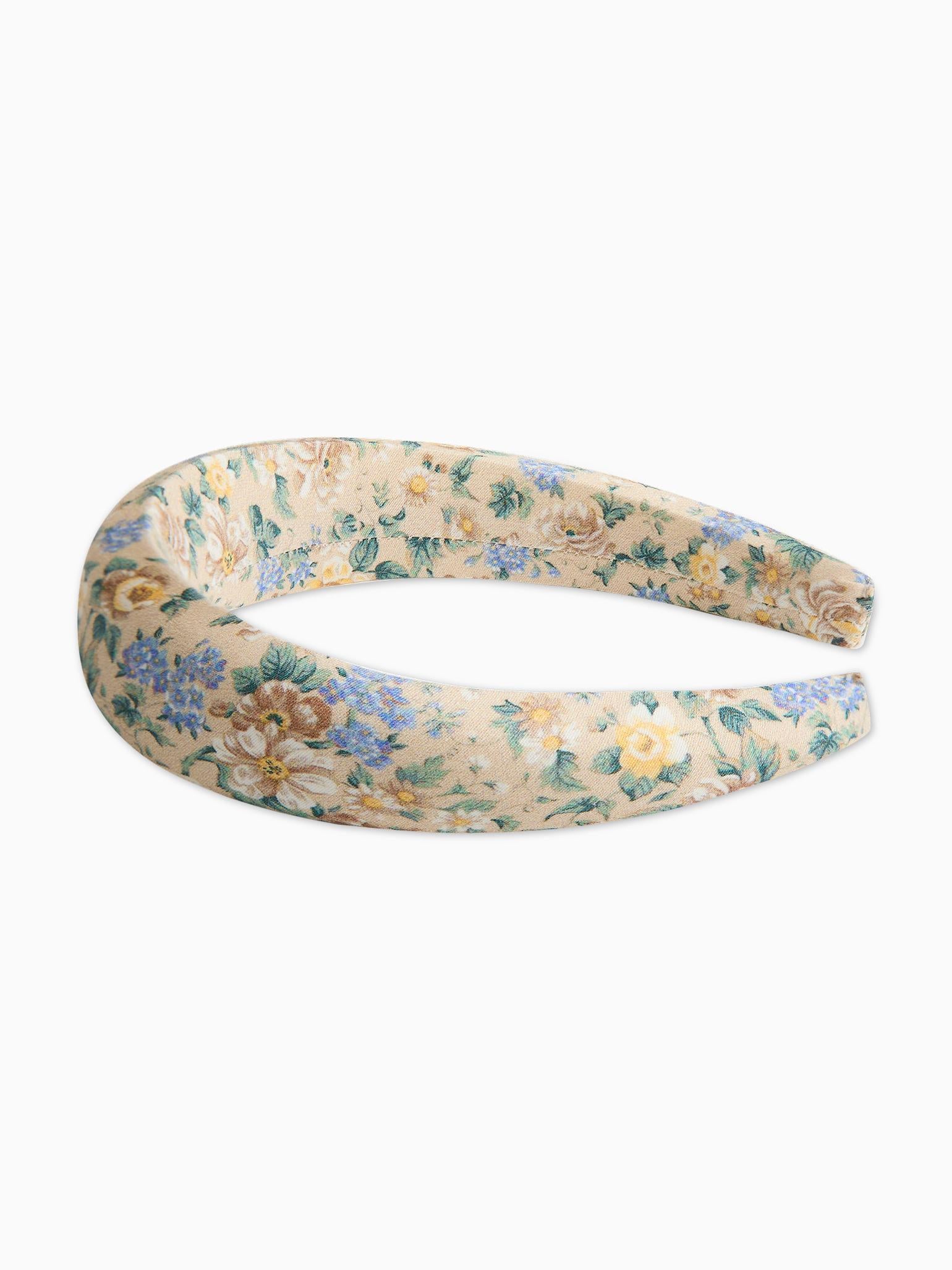 Beige Floral Girl Wide Headband