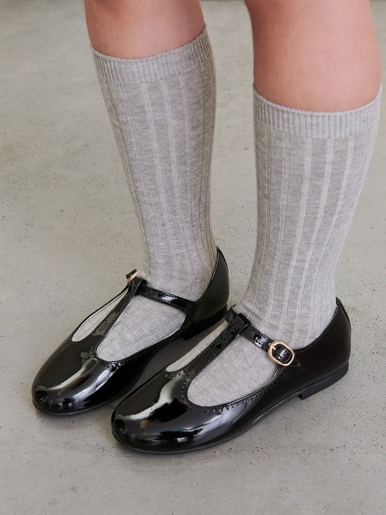 Black Patent Girl T-Bar Shoes