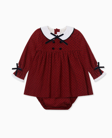 Burgundy Polka Dot Granada Corduroy Baby Girl Set