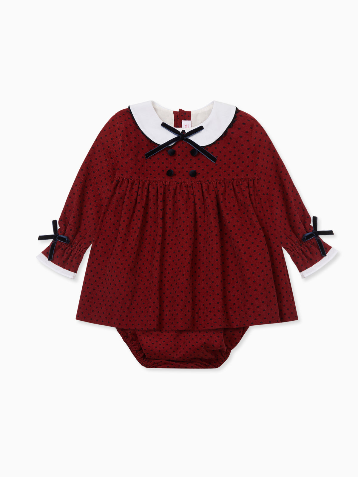 Burgundy Polka Dot Granada Corduroy Baby Girl Set