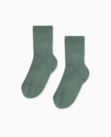 Fern Ribbed Short Kids Socks