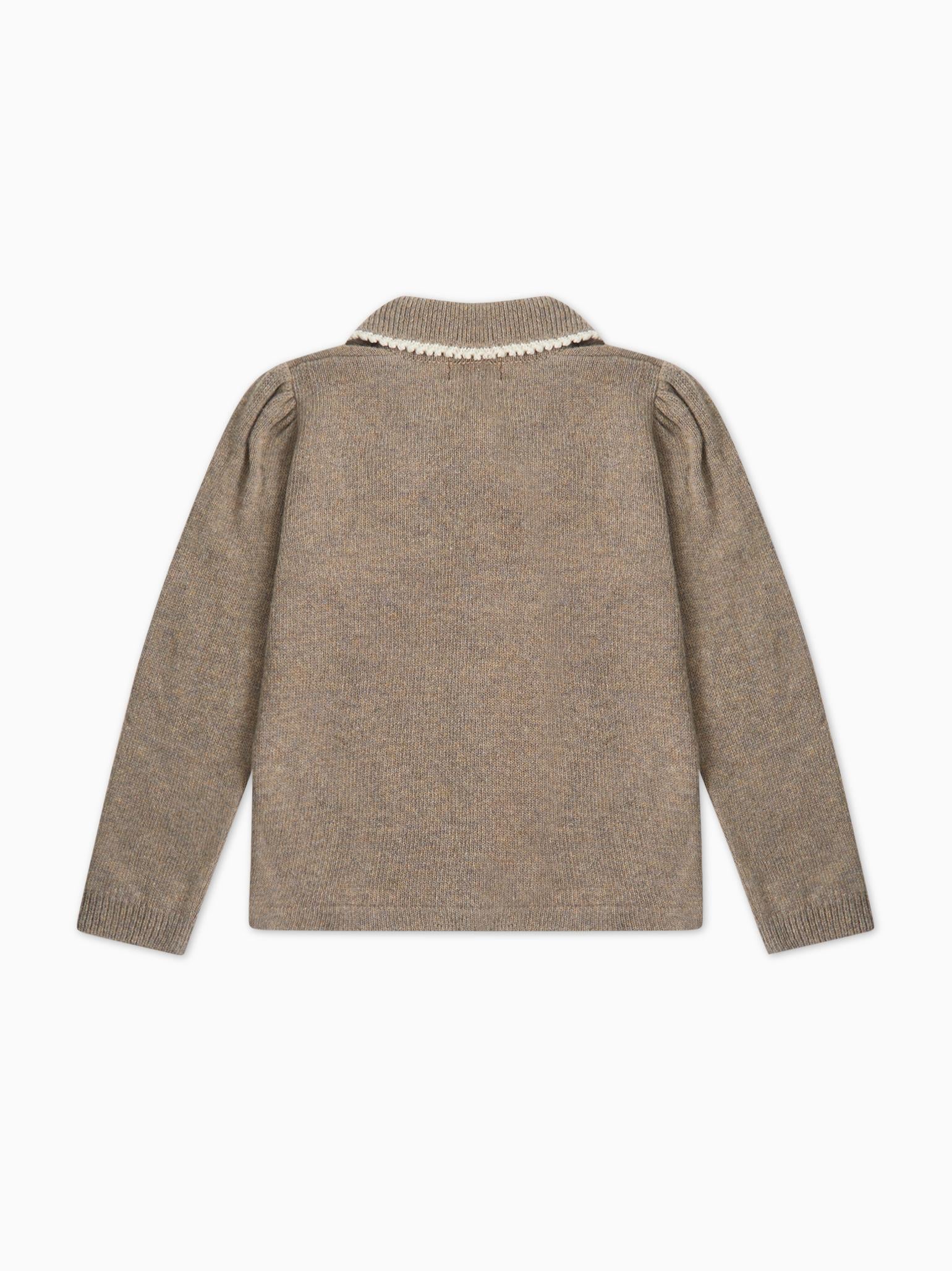 Taupe Harriet Merino Girl Cardigan